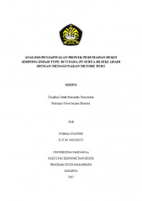 ANALISIS PENJADWALAN PROYEK PERUMAHAN BUKIT SERPONG INDAH TYPE 38/72 PADA PT.SURYA REJEKI ABADI DENGAN MENGGUNAKAN METODE PERT