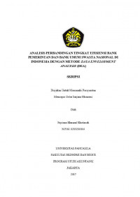 ANALISIS PERBANDINGAN TINGKAT EFISIENSI BANK PEMERINTAH DAN BANK UMUM SWASTA NASIONAL DI INDONESIA DENGAN METODE DATA ENVELOPMENT ANALYSIS (DEA)