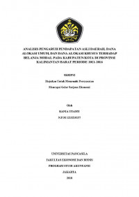 ANALISIS PENGARUH PENDAPATAN ASLI DAERAH DANA ALOKASI UMUM, DAN DANA ALOKASI KHUSUS TERHADAP BELANJA MODAL PADA KABUPATEN/KOTA DI PROVINSI KALIMANTAN BARAT PERIODE 2011-2016