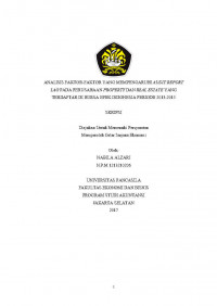 ANALISIS FAKTOR FAKTOR YANG MEMPENGARUHI AUDIT REPORT LAG PADA PERUSAHAAN PROPERTY DAN REAL ESTATE YANG TERDAFTAR DI DI BURSA EFEK INDONESIA PERIODE 2013-2015