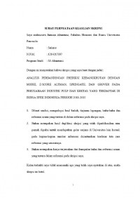 ANALISIS PERBANDINGAN PREDIKSI KEBANGKRUTAN DENGAN MODEL Z-SCORE ALTMAN, SPRINGATE, DAN GROVER PADA PERUSAHAAN INDUSTRI PULP DAN KERTAS YANG TERDAFTAR DI BURSA EFEK INDONESIA PERIODE 2011-2015