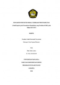 PENGARUH STRUKTUR MODAL TERHADAP PROFITABILITAS (Studi Empiris pada Perusahaan Manufaktur yang Terdaftar di BEI pada Tahun 2015-2017)