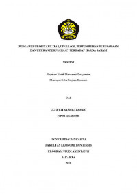 PENGARUH PROFITABILITAS, LEVERAGE, PERTUMBUHAN PERUSAHAAN DAN UKURAN PERUSAHAAN TERHADAP HARGA SAHAM