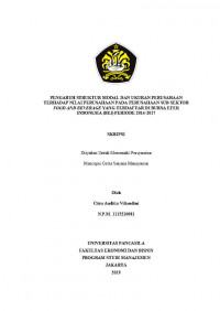 PENGARUH STRUKTUR MODAL DAN UKURAN PERUSAHAAN TERHADAP NILAI PERUSAHAAN PADA PERUSAHAAN SUB SEKTOR FOOD AND BEVERAGE  YANG TERDAFTAR DI BURSA EFEK INDONESIA (BEI) PERIODE 2014-2017