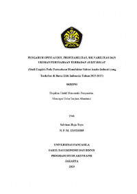 PENGARUH OPINI AUDIT, PROFITABILITAS, SOLVABILITAS DAN UKURAN PERUSAHAAN TERHADAP AUDIT DELAY (Studi Empiris Pada Perusahaan Manufaktur Sektor Aneka Industri yang Terdaftar di Bursa Efek Indonesia Tahun 2015-2017)