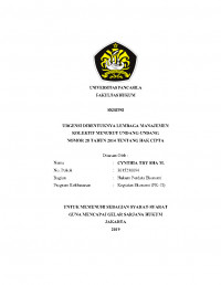 URGENSI DIBENTUKNYA LEMBAGA MANAJEMEN KOLEKTIF MENURUT UNDANG-UNDANG NO. 28 TAHUN 2014 TENTANG HAK CIPTA.