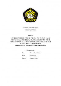 ANALISIS YURIDIS TINDAK PIDANA PENCUCIAN UANG BERDASARKAN PEMBELIAN SUATU ASSET YANG TIDAK MENGATASNAMAKAN DIRI SENDIRI YANG BERASAL DARI TINDAK PIDANA NARKOTIKA (STUDI KASUS NO. 878/PID.SUS-TPPU/2016/PN.SRG).