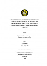 PENGARUH LIKUIDITAS, LEVERAGE, PROFITABILITAS, DAN UKURAN PERUSAHAAN TERHADAP RETURN SAHAM PADA PERUSAHAAN PROPERTY, REAL ESTATE DAN KONSTRUKSI BANGUNAN YANG TERDAFTAR DI BURSA EFEK INDONESIA TAHUN 2019