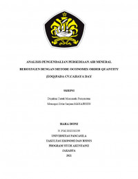 ANALISIS PENGENDALIAN PERSEDIAAN AIR MINERAL BEROXYGEN DENGAN METODE ECONOMIC ORDER QUANTITY (EOQ) PADA CV. CAHAYA DAV