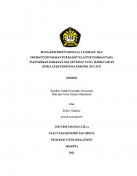 PENGARUH PROFITABILITAS, LEVERAGE DAN UKURAN PERUSAHAAN TERHADAP NILAI PERUSAHAAN PADA PERUSAHAAN MAKANAN DAN MINUMAN YANG TERDAFTAR DI BURSA EFEK INDONESIA PERIODE 2015-2019