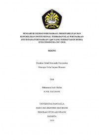 PROFITABILITAS DAN KEPEMILIKAN INSTITUSIONAL TERHADAP NILAI PERUSAHAAN (STUDI PADA PERUSAHAAN LQ45 YANG TERDAFTAR DI BURSA EFEK INDONESIA 2017-2019)