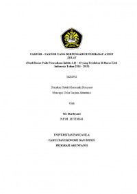 FAKTOR-FAKTOR YANG BERPENGARUH TERHADAP AUDIT DELAY (STUDI KASUS PADA PERUSAHAAN INDEKS LQ-45 YANG TERDAFTAR DI BURSA EFEK INDONESIA TAHUN 2016-2019)