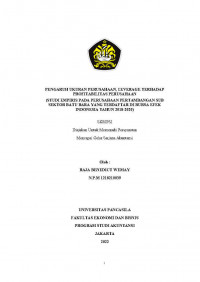 PENGARUH UKURAN PERUSAHAAN, LEVERAGE TERHADAP PROFITABILITAS PERUSAHAAN (STUDI EMPIRIS PADA PERUSAHAAN PERTAMBANGAN SUB SEKTOR BATU BARA YANG TERDAFTAR DI BURSA EFEK INDONESIA TAHUN 2018-2020