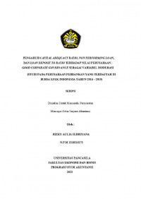 PENGARUH CAPITAL ADEQUACY RATIO, NON PERFORMING LOAN, DAN LOAN TO DEPOSIT RATIO TERHADAP NILAI PERUSAHAAN : GOOD CORPORATE GOVERNANCE SEBAGAI VERIABEL MODERASI (STUDI PADA PERUSAHAAN PERBANKAN YANG TERDAFTAR DI BURSA EFEK INDONESIA TAHUN 2016-2019)