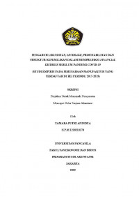 PENGARUH LIKUIDITAS, LEVERAGE, PROFITABILITAS DAN STRUKTUR KEPEMILIKAN, DALAM MEMPREDIKSI FINANCIAL DISTRESS SEBELUM PANDEMI COVID-19 (STUDI EMPIRIS PADA PERUSAHAAN MANUFAKTUR YANG TERDAFTAR DI BEI PERIODE 2017-2019)