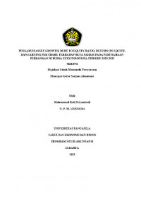 PENGARUH ASSET GROWTH DEBT TO EQUITY RATIO RETURN ON EQUITY  DAN EARNING PER SHARE TERHADAP BETA SAHAM PADA PERUSAHAAN PERBANKAN DI BURSA EFEK INDONESIA PERIODE 2020-2022