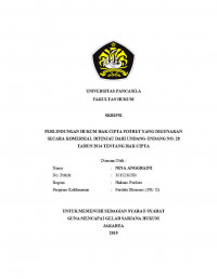 PERLINDUNGAN HUKUM HAK CIPTA POTRET YANG DIGUNAKAN SECARA KOMERSIAL DITINJAU DARI UNDANG-UNDANG NO. 28 TAHUN 2014 TENTANG HAK CIPTA.