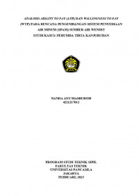 Skripsi: Analisis Ability To Pay (ATP) Dan Willingness To Pay (WTP) Pada Rencana Pengembangan Sistem Penyediaan Air Minum (Spam) Sumber Air Wendit Studi Kasus: Perumda Tirta Kanjuruhan