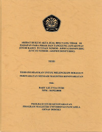 Tesis: Akibat Hukum Akta Jual Beli Yang Tidak Dihadapan para Pihak Dan Tanggung Jawab PPAT (Studi Kasus Putusan Nomor: 8/PDT.G/2019/PN.BDG Juncto Nomor: 633/PDT/2019/PT.BDG)