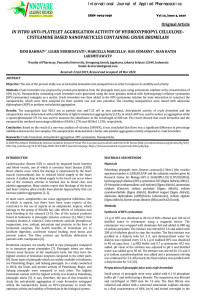 In Vitro Anti-Platelet Aggregation Activity of Hydroxypropyl Cellulose-Systeamine Based Nanoparticles Containing Crude Bromelain