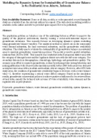 Modelling the Dynamics System for Sustainability of Groundwater Balance in the Residential Area Jakarta, Indonesia