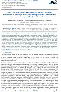 The Effect of Business Environment on the Corporate Performance Through Business Strategies in the Construction Service Industry in DKI Jakarta, Indonesia