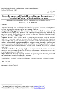 Taxes, Revenues and Capital Expenditure as Determinants of Financial Sufficiency of Regional Government