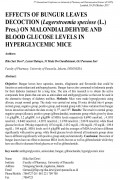 Effects of Bungur Leaves Decoction (Lagerstroemia Speciose (L.) Pres.) on Malondialdehyde and Blood Glucose Levels in Hyperglycemic Mice