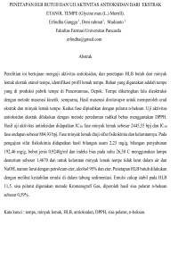 Penetapan HLB Butuh dan Uji Aktivitas Antioksidan dari Ekstrak Etanol Tempe (Glycine max (L.) Merrill).