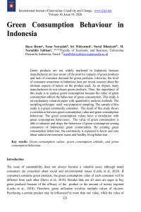 Green Consumption Behaviour in Indonesia