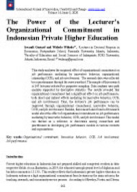 The Power of the Lecturer’s Organizational Commitment in Indonesian Private Higher Education