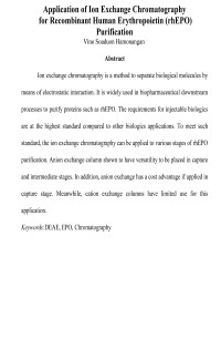 Application of Ion Exchange Chromatography for Recombinant Human Erythropoietin (rhEPO) Purification