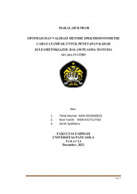 Optimasi dan Validasi Metode Spektrofotomemtri Cahaya Tampak untuk Penetapan Kadar Sulfametoksazol dalam Plasma Manusia Secara In-Vitro