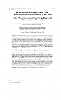 Partial Validation of High Performance Liquid Chromatography for Analysis of Isoniazid in Rat Plasma