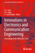 Innovations in Electronics and Communication Engineering Proceedings of the Fifth ICIECE 2016