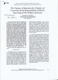 THE URGENCY OF SANCTIONS FOR VIOLATORS OF CORPORATE SOCIAL RESPONSIBILITY (CSR) FOR IMPROVING OF THE WELFARE OF SOCIETY