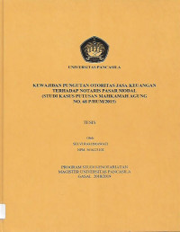 Tesis: Kewajiban Pungutan Otoritas Jasa Keuangan Terhadap Notaris Pasar Modal (Studi Kasus Putusan Mahkamah Agung No.68 P/HUM/2015)