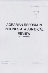 AGRARIAN REFORM IN INDONESIA: A JURIDICIAL REVIEW