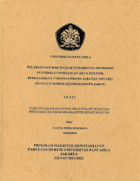 TESIS: PELAKSANAAN HAK iNGKAR NOTARIS DALAM PROSES PENYIDIKAN PEMALSUAN AKTA OTENTIK BERDASARKAN UNDANG-UNDANG JABATAN NOTARIS (PUTUSAN NOMOR 1362/PID.B/2019/PN.JAKUT)